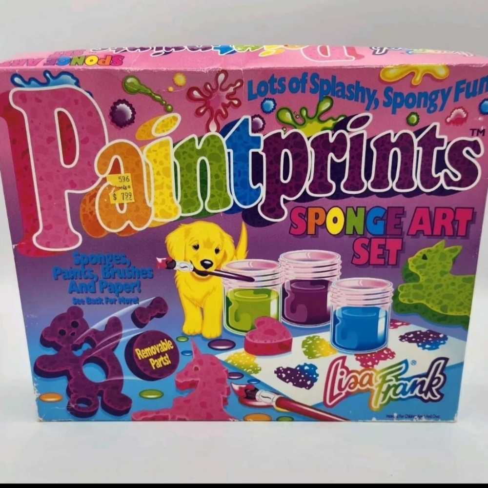 Vintage Lisa Frank Paint Prints Sponges Brushes Paper New In Box